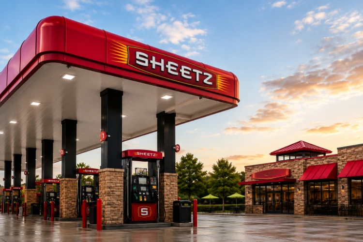 Sheetz gas station fuel pumps and store front